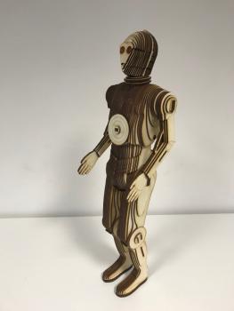 Star Wars - C-3PO Laser Cut model in wood side view